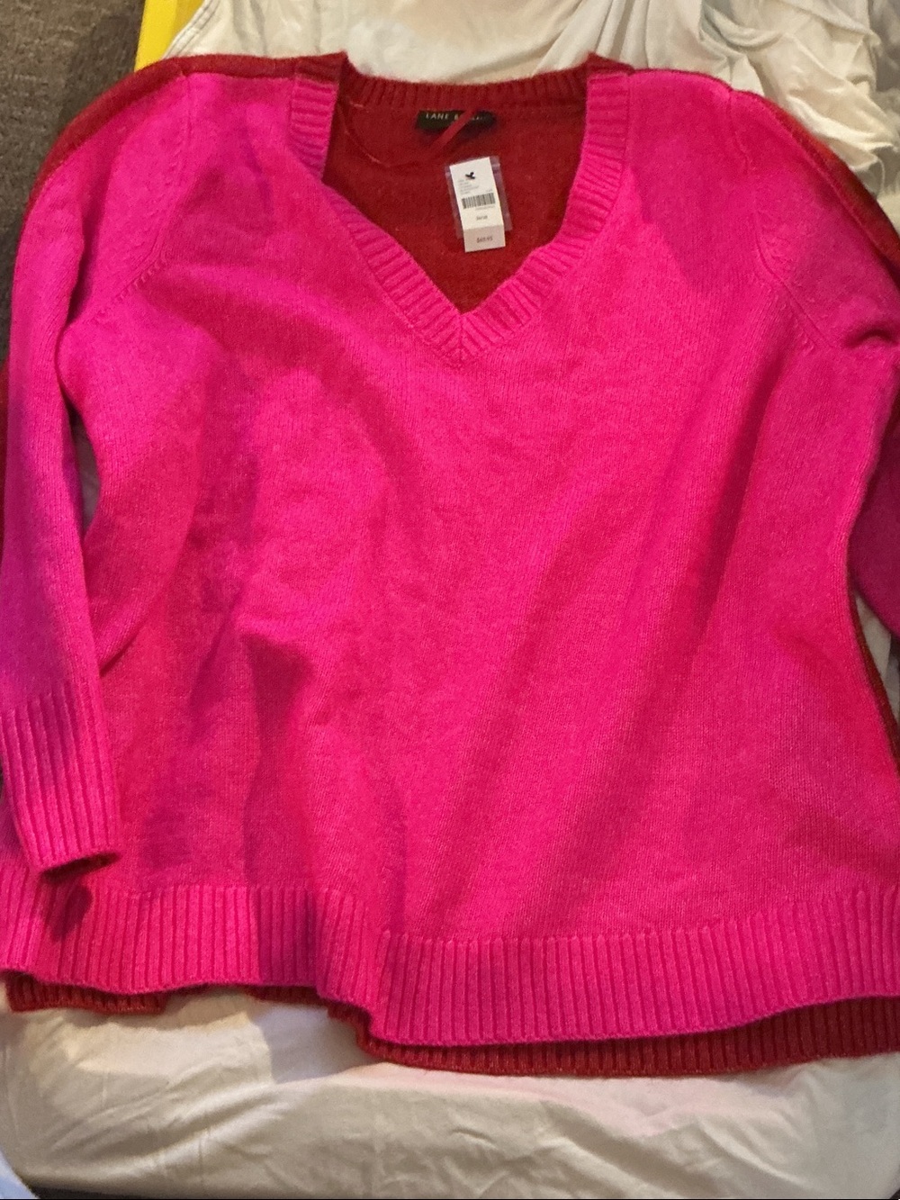 Lane Bryant V-Neck Hot Pink Sweater